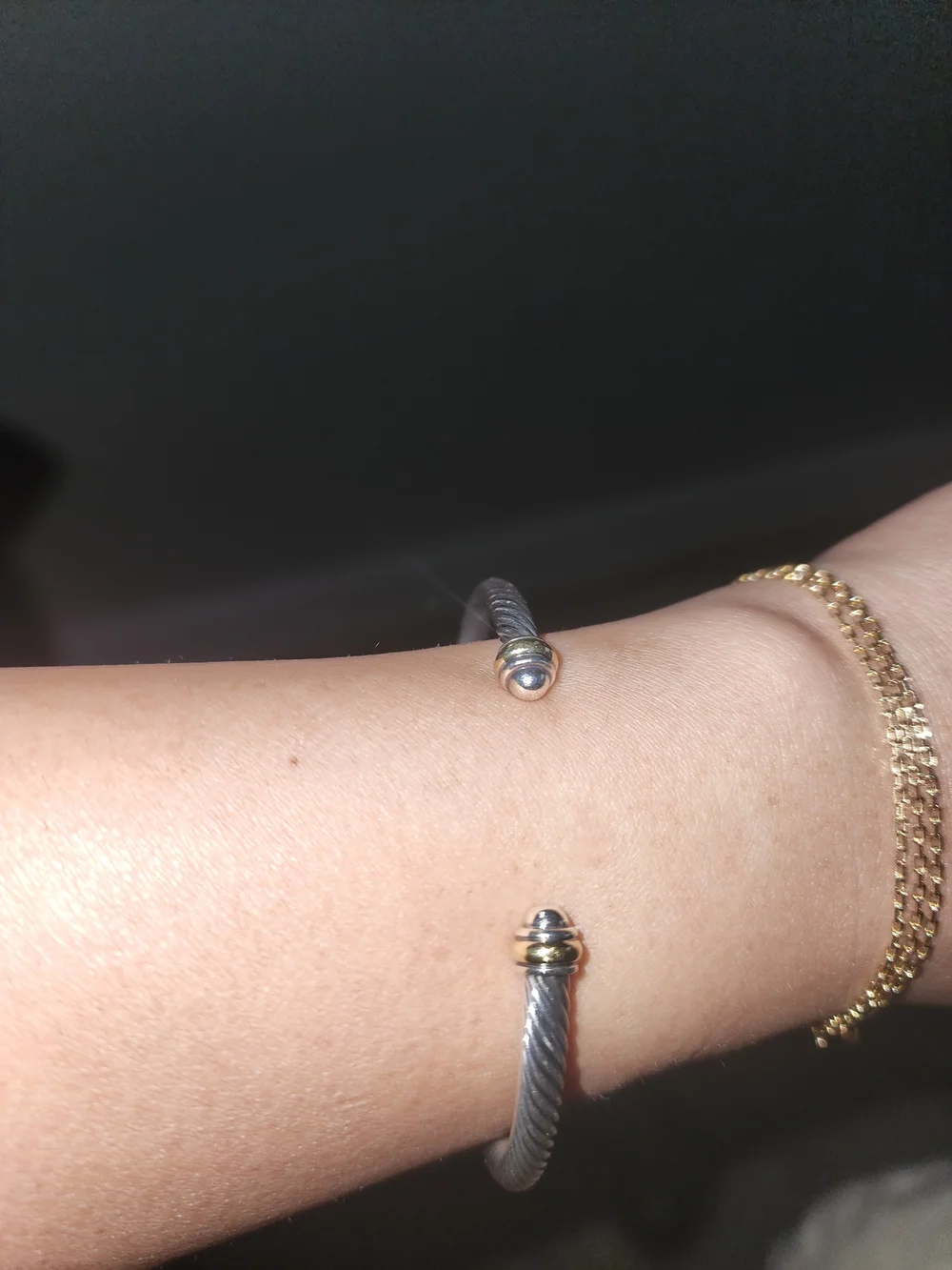 David Yurman Classic Cable Cuff Bracelet in Silver and Gold - Picture 1 of 6